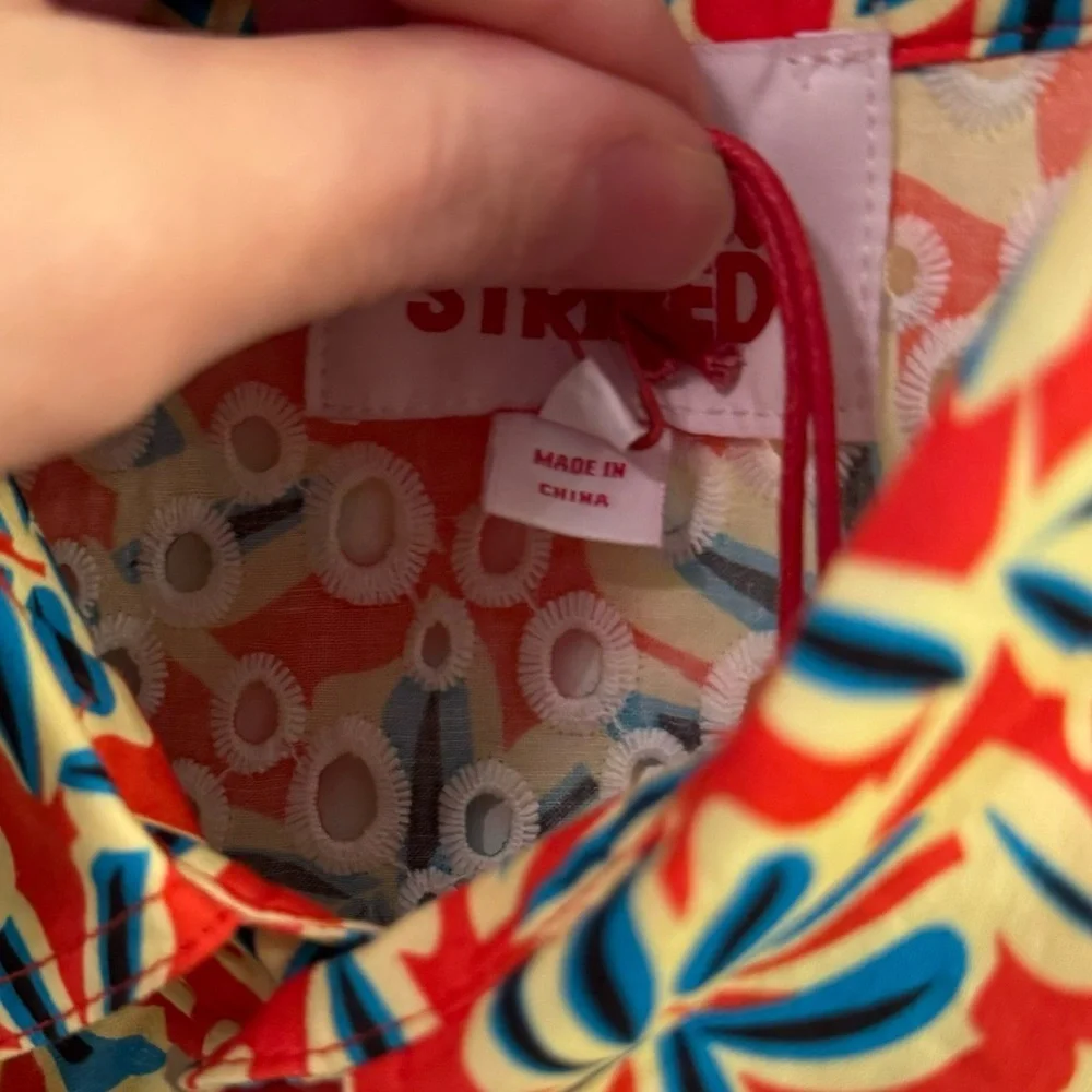 Solid & Striped The Cropped Cabana Eyelet Floral DAZE Print Coral Orange NWT MED - Picture 4 of 11